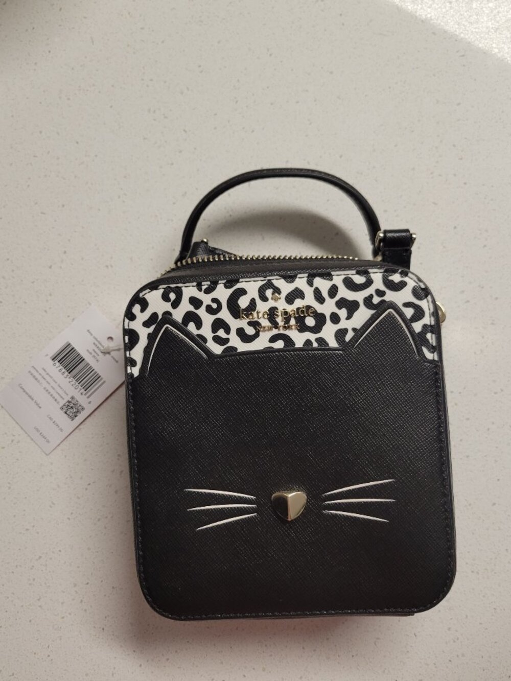 kate spade "MEOW" crossbody small black purse